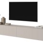 Selsey Veldio TV-Hängeboard, 175 cm, in Greige mit moderner Lamellenfront. Wandmontierter TV-Schrank mit Stauraum.