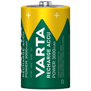 Varta Mono D Akku HR20 3000 mAh Ni-MH, gelb-grün, vorgeladen für Spielzeug und LED-Leuchten.