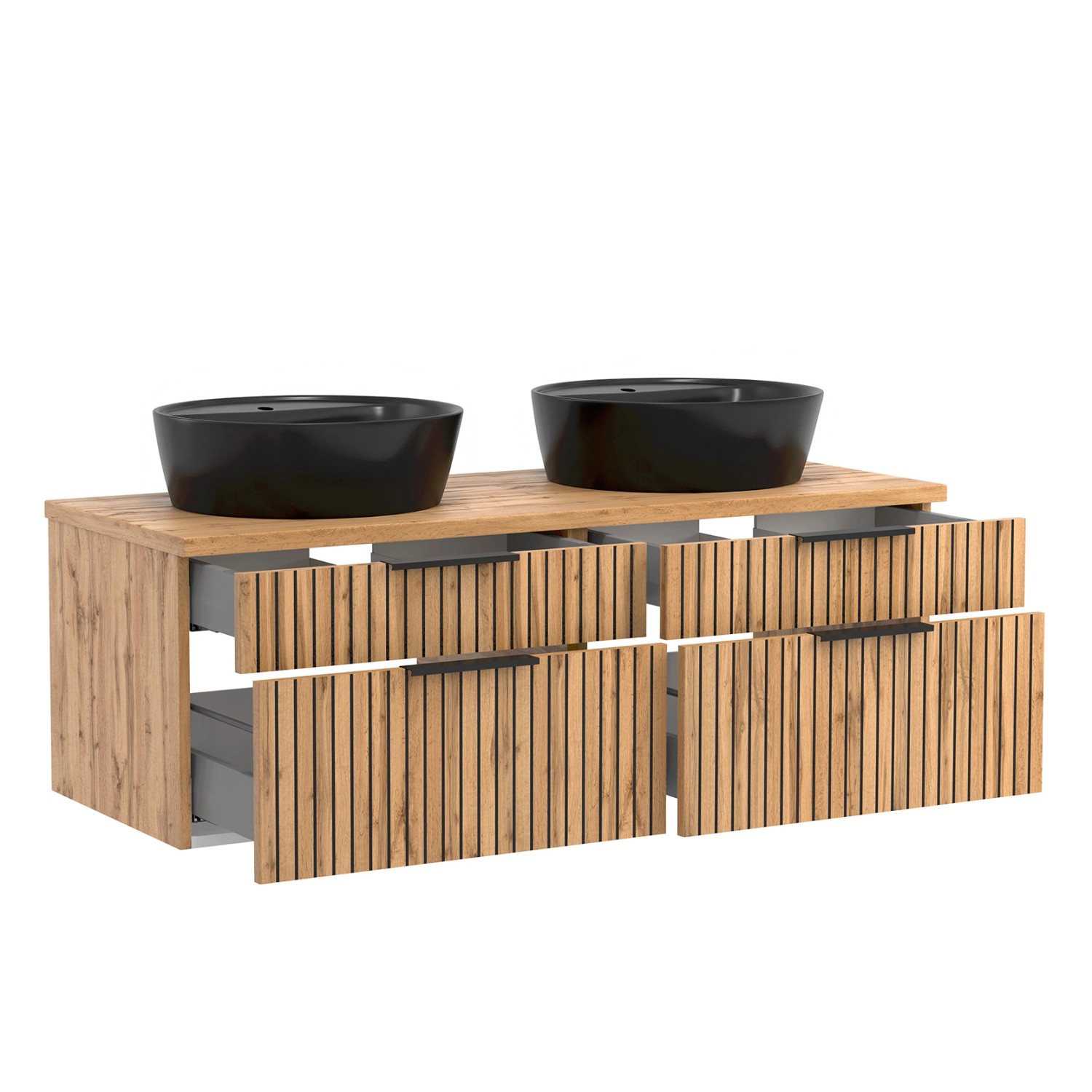 Held Möbel Waschtisch Manchester Aufsatzbecken Schwarz 55 x 120 x 47 cm Eiche 2_4