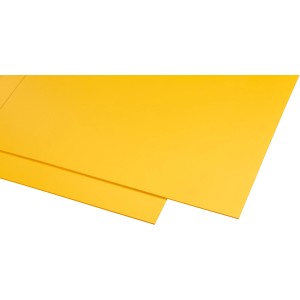 Gelbe Kunststoffplatte Guttagliss Hobbycolor, 50x100cm, ideal für Bastelarbeiten und Modellbau.