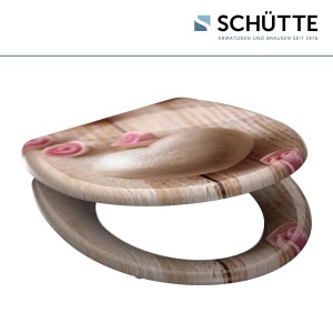 Schütte WC-Sitz Romantic Duroplast mit Absenkautomatik und Rosen-Motiv.