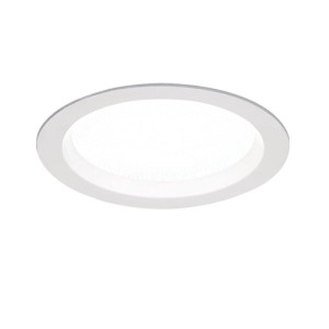 Weißer, runder LED Einbaustrahler, dimmbar, IP44. Flaches Design, einstellbare Lichtfarbe für Bad & Küche.