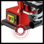 Detailaufnahme des Einhell TC-US 380 Stand-Band-Tellerschleifers, Fokus auf Bedienelemente und Staubabsaugung.