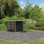 Karibu Gartenhaus Ernesto C mit Anbaudach in Anthrazit/Grau, 208,5x209x213 cm.