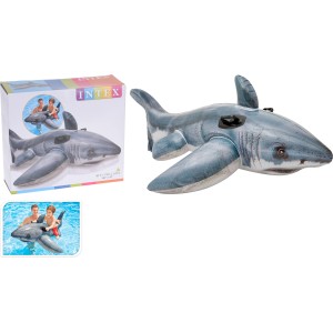 Aufblasbares Schwimmtier Hai, 173x107cm, mit Haltegriffen für Kinder.
