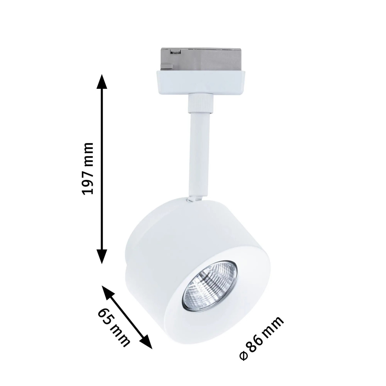 Paulmann LED-Schienenspot Pane, signalweiß, warmweiß, für URail-Schienensysteme, Ø 8,6 cm.