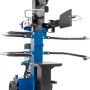 Scheppach Holzspalter Compact 8 t, stehender Holzspalter in Blau mit Spaltkeil und Fangbügel.