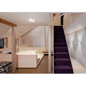 Ledvance Smart+ WiFi Deckenleuchte Decor Swan, weiße Design-Leuchte im Wohnraum und Treppenhaus.