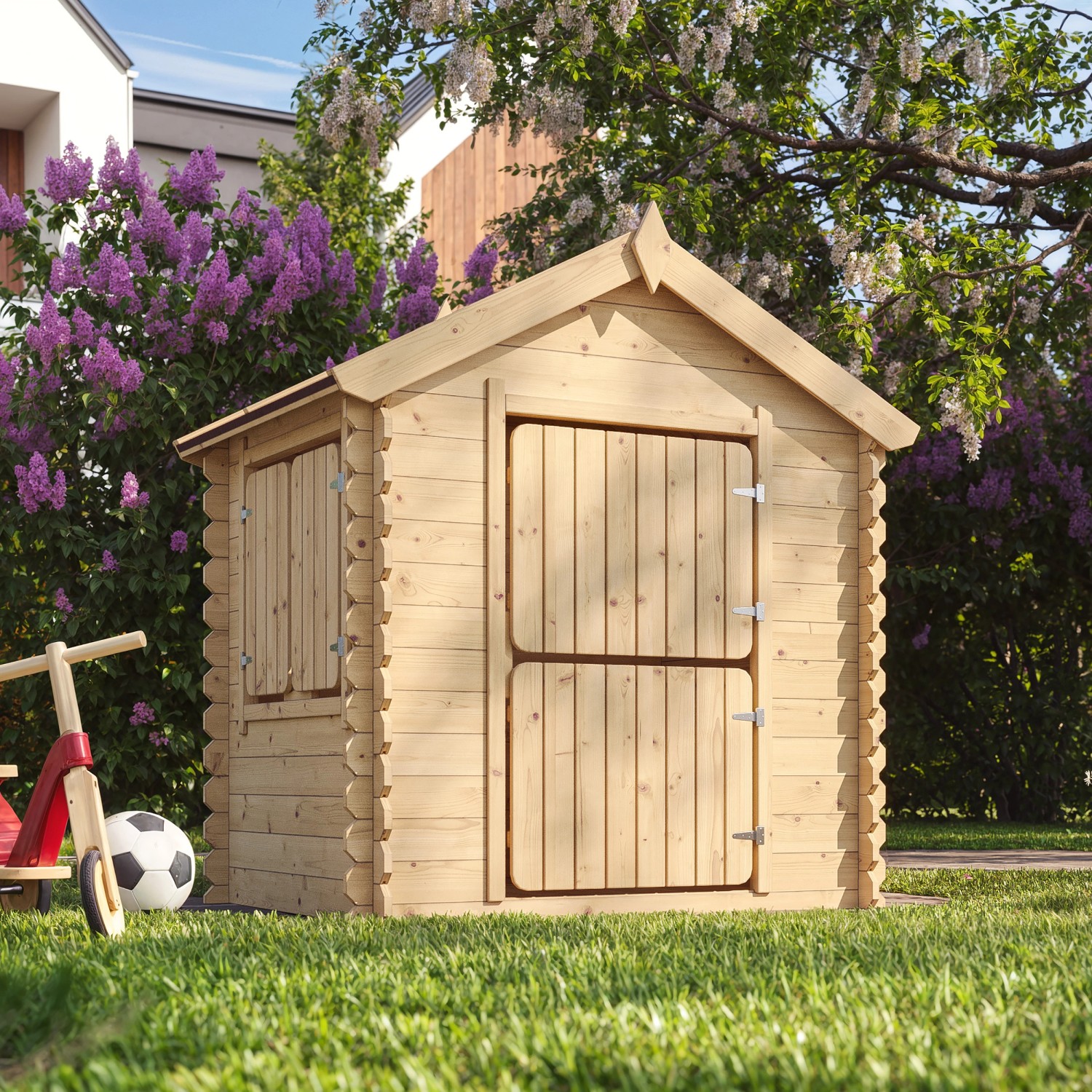 Timbela Kinderspielhaus Holz M516-1 1,1 m² ohne Boden im klassischen Stil_5