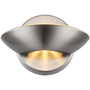 Moderne LED-Wandleuchte SAMMY in Nickel matt, leuchtet nach oben und unten.