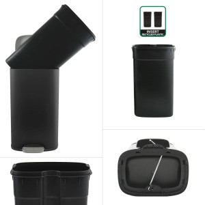 Spirella Kosmetikeimer Akira, 50 l, Schwarz, mit Pedal und Inneneimer.