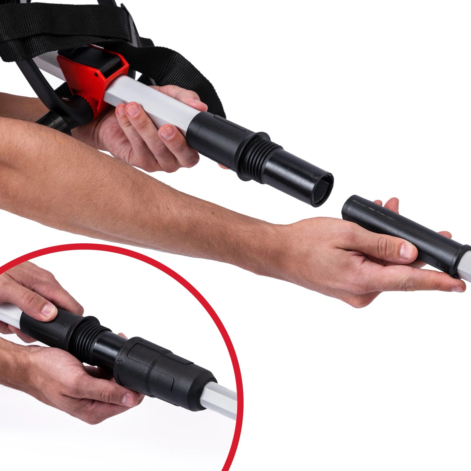 Einhell Akku-Rasentrimmer GE-CT 36/30 Li E-Solo: Detailaufnahme des zweiteiligen Schafts.