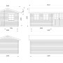 Technische Zeichnung Palmako Susanna Holz-Gartenhaus, hellbraun, 510x300cm, Satteldach, mit Maßangaben.