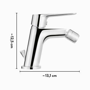 baliv Bidetarmatur BI-5110 Chrom, Einhebelmischer mit flexibler Mischdüse und Exzenter-Ablaufgarnitur.