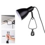 Schwarze Näve Klemmleuchte Mara, 28 cm, mit Metallklemme und Schalter am Kabel.