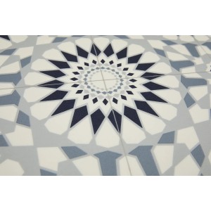 Andiamo PVC-Belag Fliesenoptik Artifact Ornamente 200 cm Schwarz-Weiß Meterware