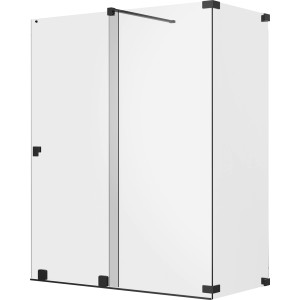 Schwarze Schiebetür mit Seitenwand, 110x120x200 cm, aus der Schöner Wohnen Fit Serie.