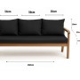 Setgarden Bankkissen-Set, schwarz, 160x50 cm + 3 Rückenkissen. Auflagen für 3-Sitzer Gartenbank.