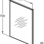 Ideal Standard Spiegel Mirror&Light, 50x70 cm, mit Maßangaben für Bad und WC.