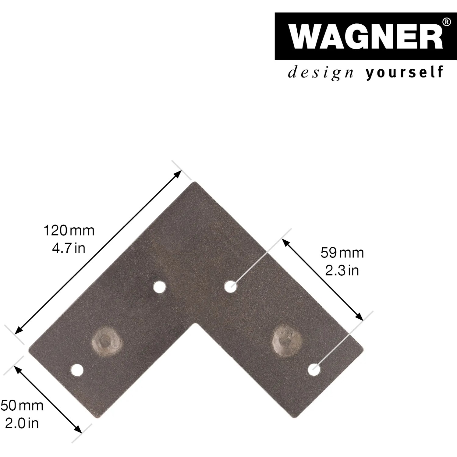 Wagner Möbelbein Hairpin Design, 10 cm, Eisen matt, Detailansicht der Anschraubplatte.