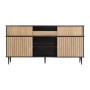 okwish Kommode mit Schiebetüren Schublade Wohnzimmer 160x40x80cm Eiche Schwarz