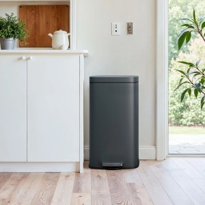 Songmics Mülleimer Plushic mit Fußpedal 30 l Grau