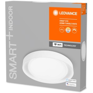 Verpackung der Ledvance Smart+ WiFi Deckenleuchte Orbis Eye, Ø 49cm, Tunable White.