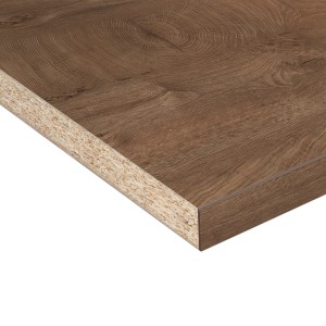 Detailansicht: Kaindl Arbeitsplatte Eiche Endgrain Cognac, Küchenarbeitsplatte in Holzoptik.