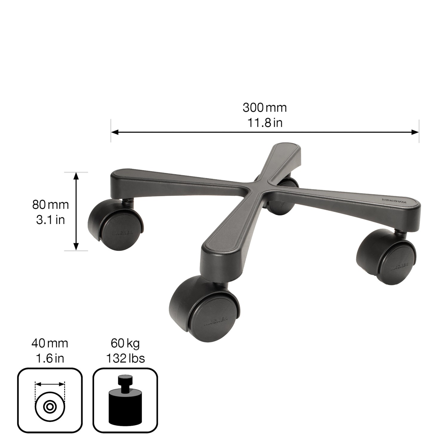 Wagner design Pflanzenroller GH 0916 Ø 30 cm x 8 cm Schwarz_2