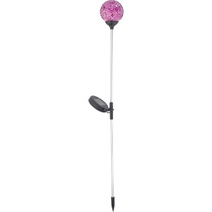LED-Solarspieß Cori Mosaik Pink: Dekorative Gartenleuchte mit pinkfarbenem Mosaik-Glas.