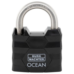 Schwarzes Burg Wächter Zylinder-Vorhangschloss 490 NI 50, seewasserfest und rostfrei.