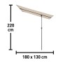 Beiger Balkonsichtschutz, 180x130 cm, mit Höhenangabe 220 cm. Ideal für Balkon und Terrasse.