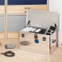 Offene LUX Aluminiumbox (70 l) mit Inhalt, ideal zur Lagerung und zum Transport.