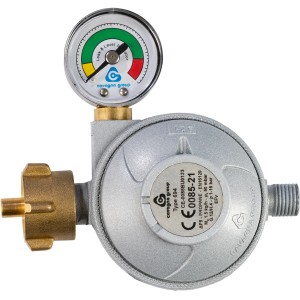 Landmann Druckminderer mit Manometer und Schlauchbruchsicherung für Gasgrills.