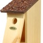 Nistkasten aus Kiefernholz mit braunem Rindendach für Wildvögel.