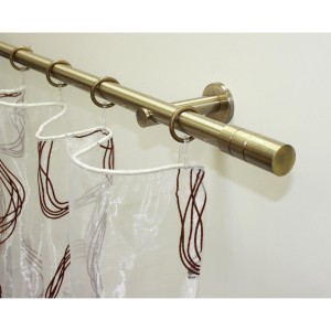 Gardinenstangen-Set Zylinder, Ø 20 mm, Messing Antik, 160 cm mit Gardine.