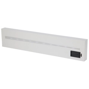 Weißes Wandregal mit LED-Beleuchtung, 60 cm breit, aus MDF mit Holzmaserung.