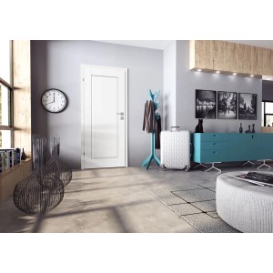 Weiße Classen Zimmertür Kofano 1.1, 61x198,5 cm, DIN Rechts, im modernen Wohnraum.