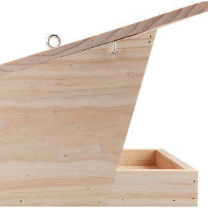 Vogelfutterspender VF-Silo Pultdach XL aus Holz, Detailansicht.