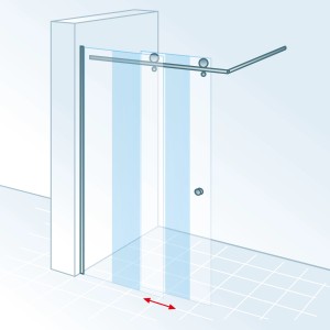 Schulte MasterClass Walk In Dusche mit Gleittür, Chromoptik, Echtglas klar, Anschlag links.