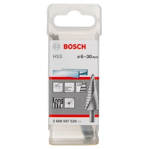 Bosch Stufenbohrer HSS-TiN, Ø 4-30 mm, in Verpackung. Metallbohrer für präzise Löcher.