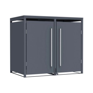 Westmann Mülltonnenbox Pedura 2 Anthrazit. Robuste Metallbox für 2 Mülltonnen, mit Fußpedal und 2 Türen.