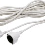 Weißes 5 m Verlängerungskabel mit Schutzkontakt-Stecker und -Kupplung.