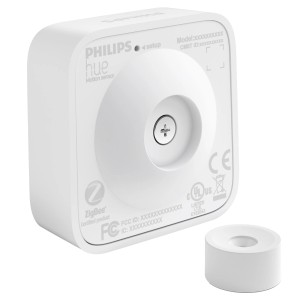 Weißer Philips Hue Bewegungsmelder für Innenräume, kabellos.