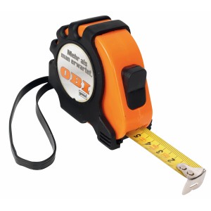 OBI Maßband, 5 m, mit Feststellknopf, orange/schwarz, für präzises Messen.
