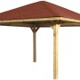 Weka Pavillon Gartenoase 651 A, 480x480 cm, mit rotem Dach und Holzpfosten.