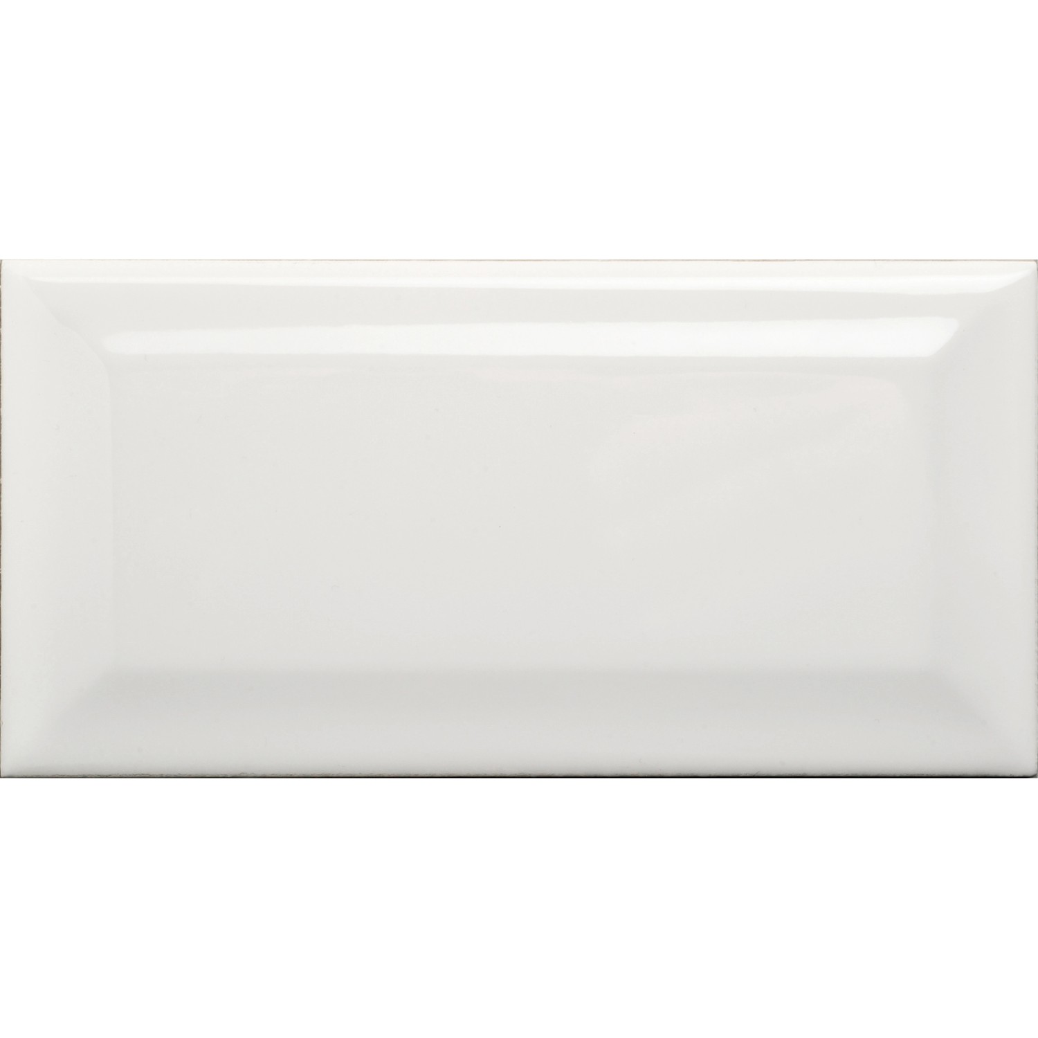 Weiße, glänzende Metro Wandfliese aus Steingut, 7,5x15 cm, für Bad & Küche.