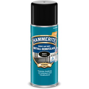 Hammerite Metall-Schutzlack Spray, Schwarz matt, 400ml Dose für Rostschutz und Lackierung.