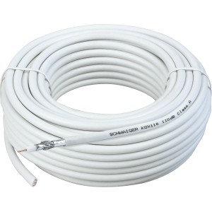 Schwaiger Koaxialkabel, 100m Rolle, 110 dB, unkonfektioniert, für Sat- und Kabelfernsehen.