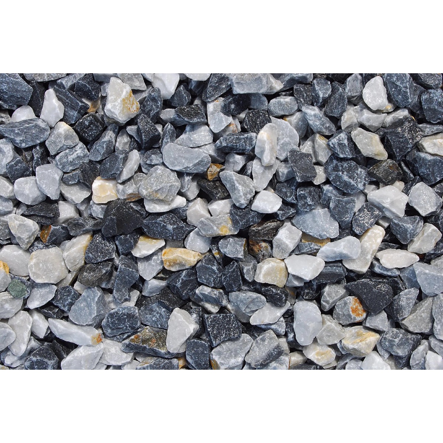 Nahaufnahme von Donau-Blau Marmorsplitt (16-25 mm) im Big-Bag.